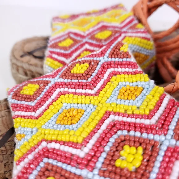 Sam Edelman Strappy Beaded Espadrilles Sandles - Picture 3 of 8